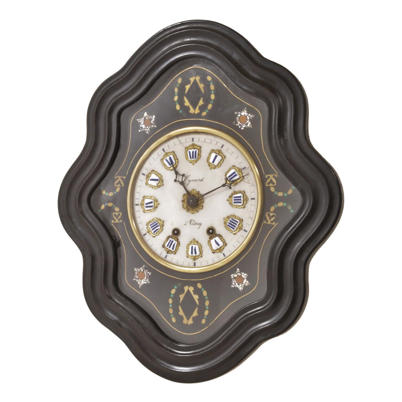 Antique French 8-Day Time and Strike Inlaid Wall Clock, by Eynard à Vitrey, Circa 1870