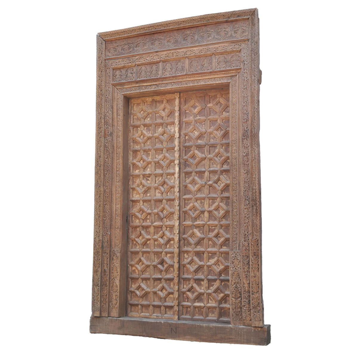 Antique 18th Century Indian Carved Doors & Frame Rajasthan 9.5' x 5.5' Circa 1750