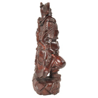 Antique Chinese Carved Wooden Warrior in Zeitan Wood, Circa 1850