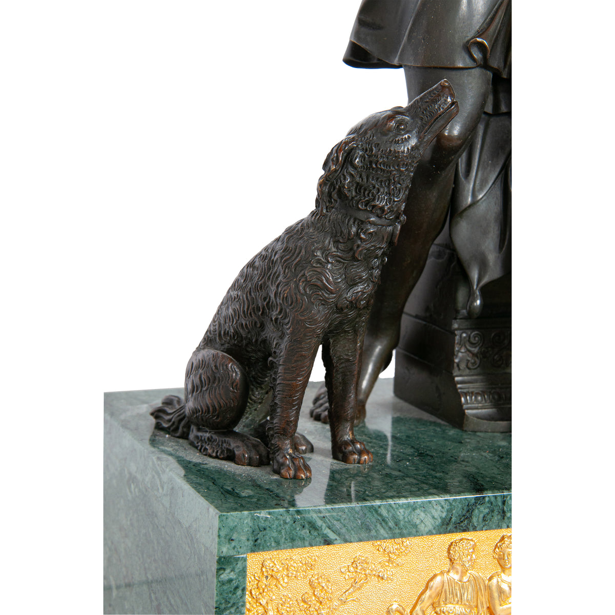 Antique French Empire Gilt Bronze & Marble Statue Clock of Homer by Ravrio 1810