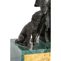 Antique French Empire Gilt Bronze & Marble Statue Clock of Homer by Ravrio 1810