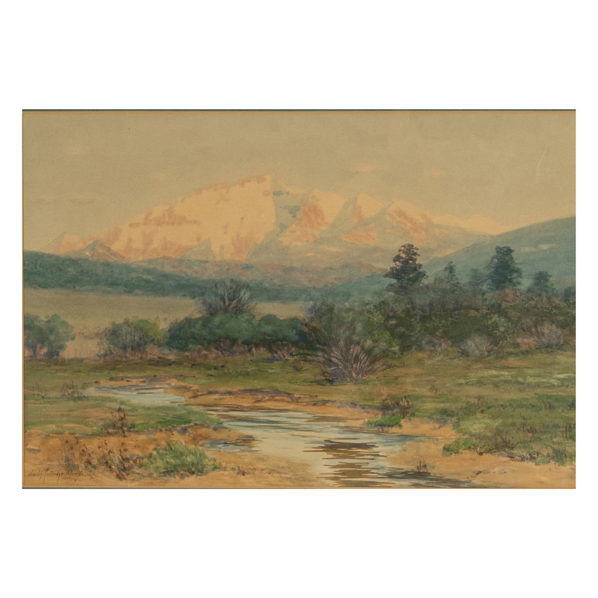 Antique Impressionist Painting "Spanish Peaks" Colorado Mountain Landscape by Charles Partridge Adams 1900