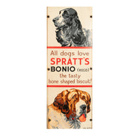 Antique Metal Enamel Advertising Sign Spratt's Bonio Per Food Dog Biscuits 1910