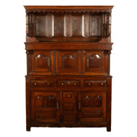 Antique Early 18th Century Carved Oak Welsh Cwpwrdd Tridarn Cupboard Cabinet 1730