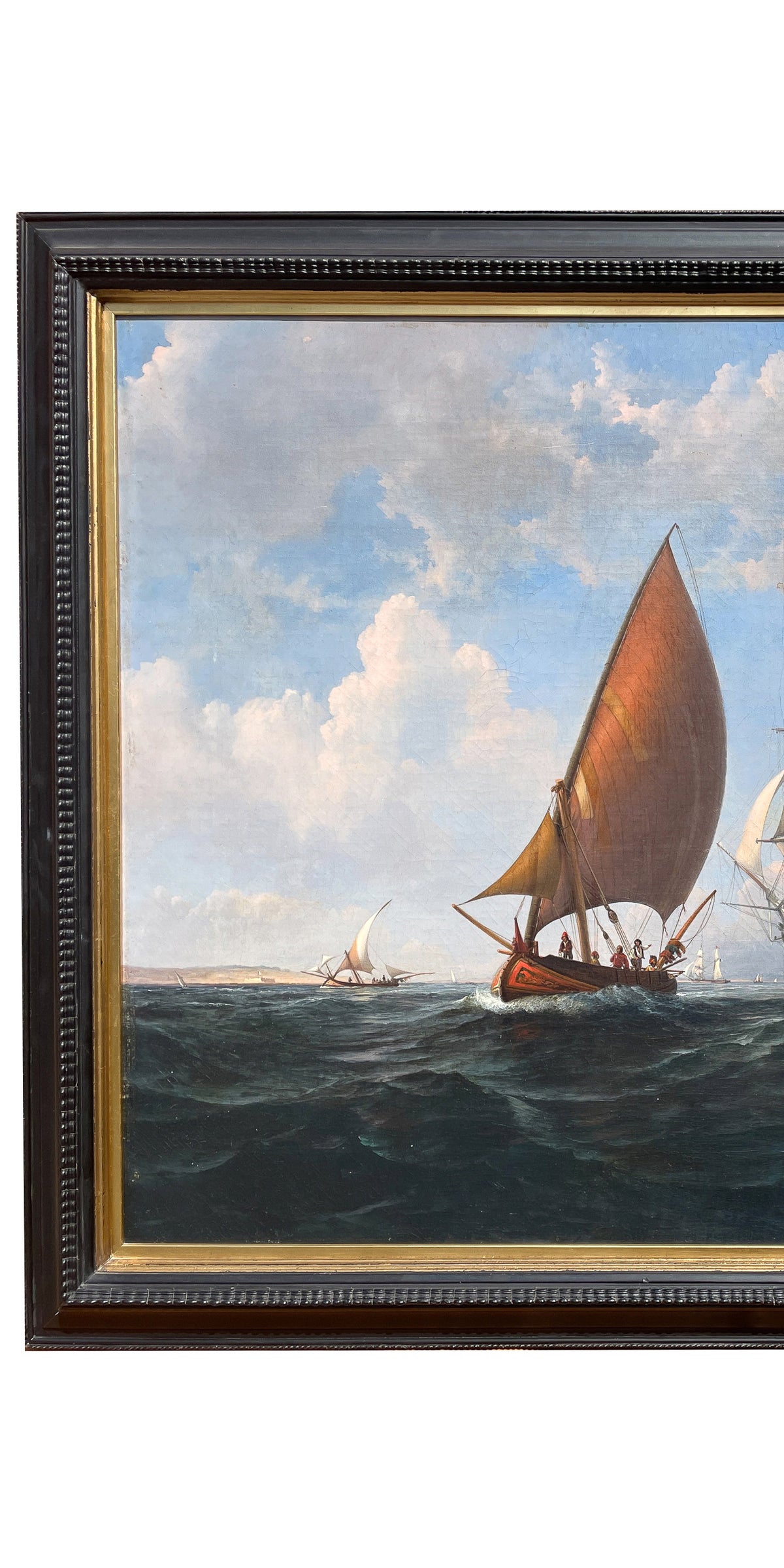 Antique 19th Century Maritime Seascape War Ship Oil Painting HMS Britannia by Robert Strickland Thomas, 1835