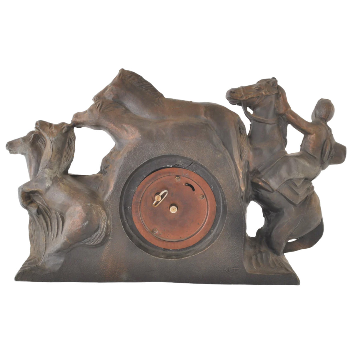 Antique American Novelty Rodeo Bronze Mantel Clock, circa 1900