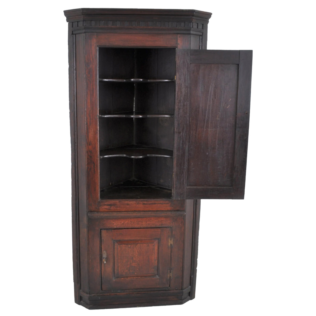 Antique Welsh Country Oak Georgian Corner Cabinet, circa 1760