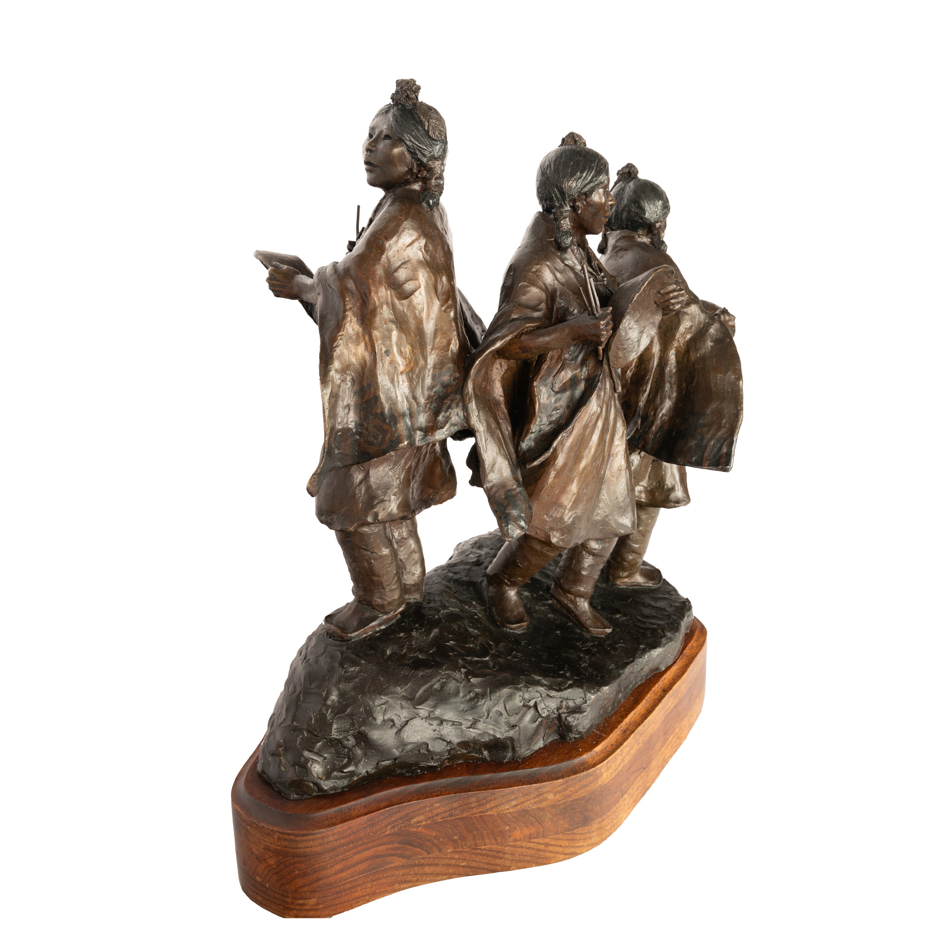 The Basket Dancers Bronze Sculpture Statue Young Native Pueblo