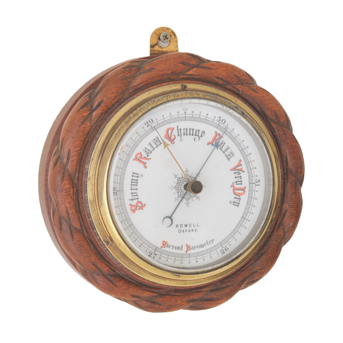 Antique English Oak Cased Aneroid Barometer, Circa 1900