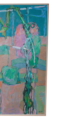 Large American NW Abstract Expressionist painting Circus "Wire Performance" by Fredrick Heidel, 1993