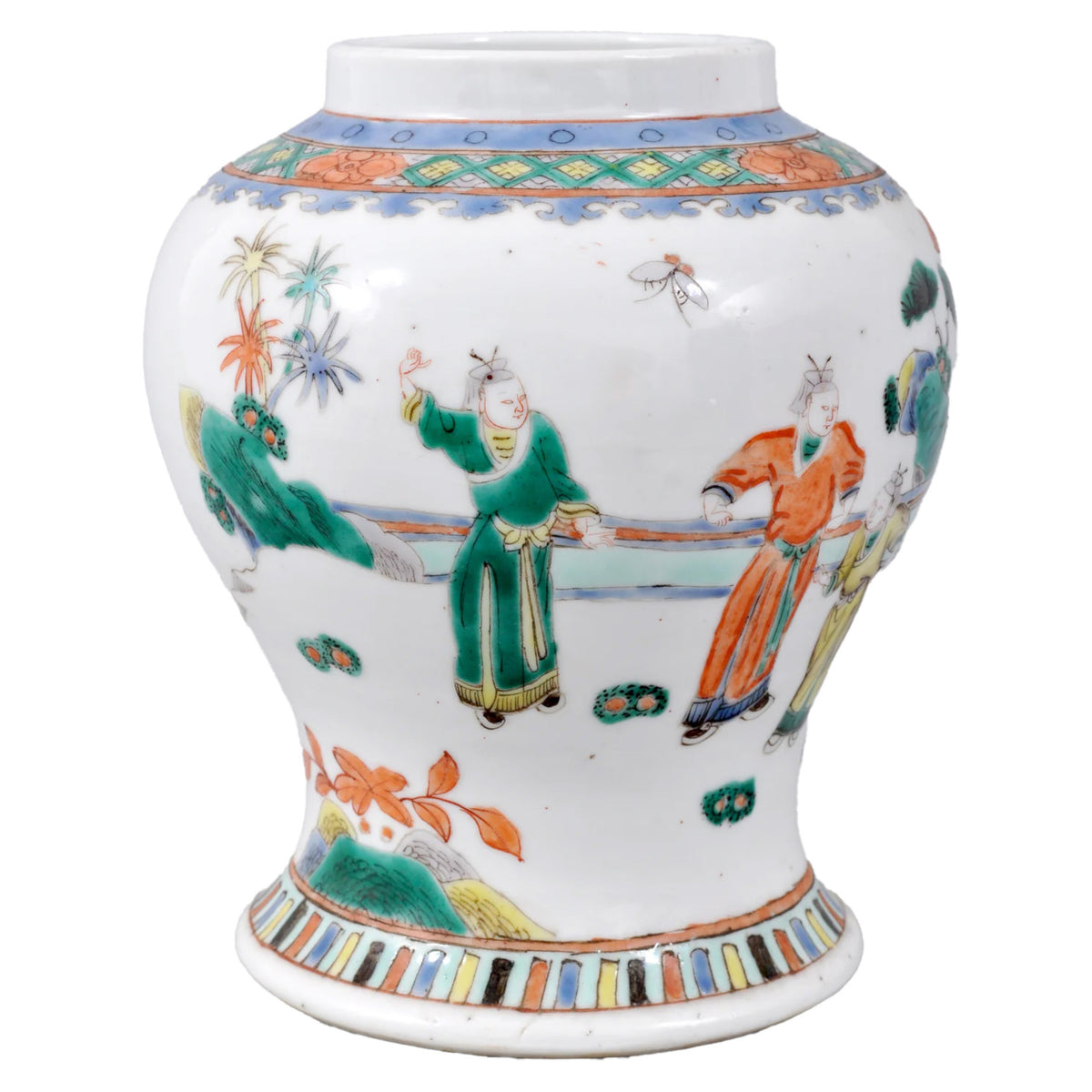 Antique 19th Century Chinese Qing Dynasty Famille Verte Porcelain Jar, Circa 1880