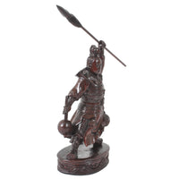 Antique Chinese Carved Wooden Warrior in Zeitan Wood, Circa 1850