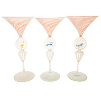 Antique Set 3 Handblown Martini Glasses Animals Bimini Werkstätte Austria 1925