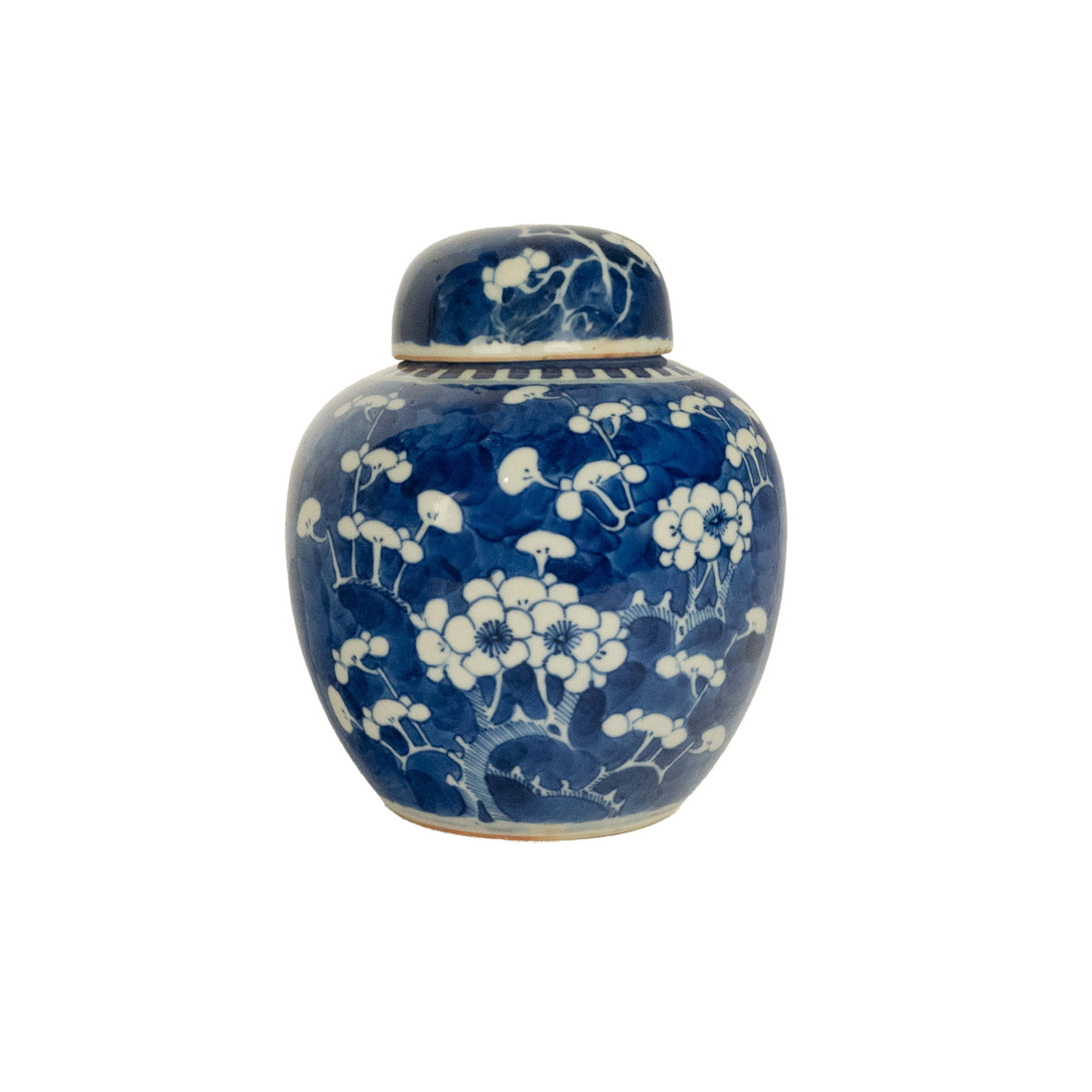 Antique 19th C Chinese Qing Porcelain Blue & White Ginger Jar Cover Kangxi 1850