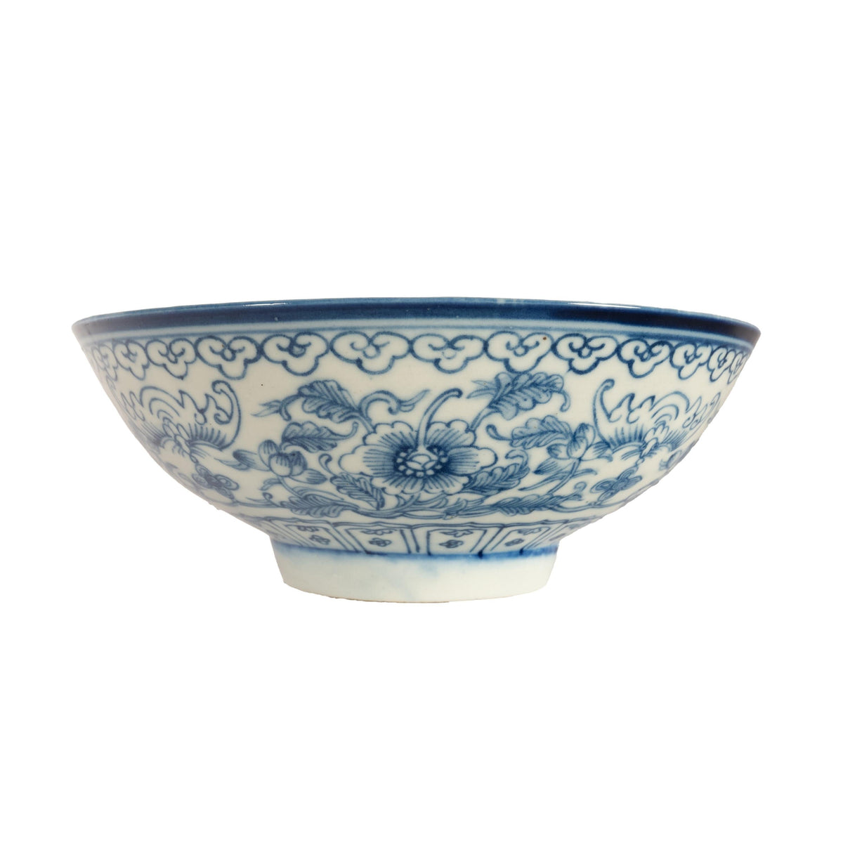 Antique Chinese 18thC Style Qianlong Qing Dynasty Blue White Porcelain Bowl 1880
