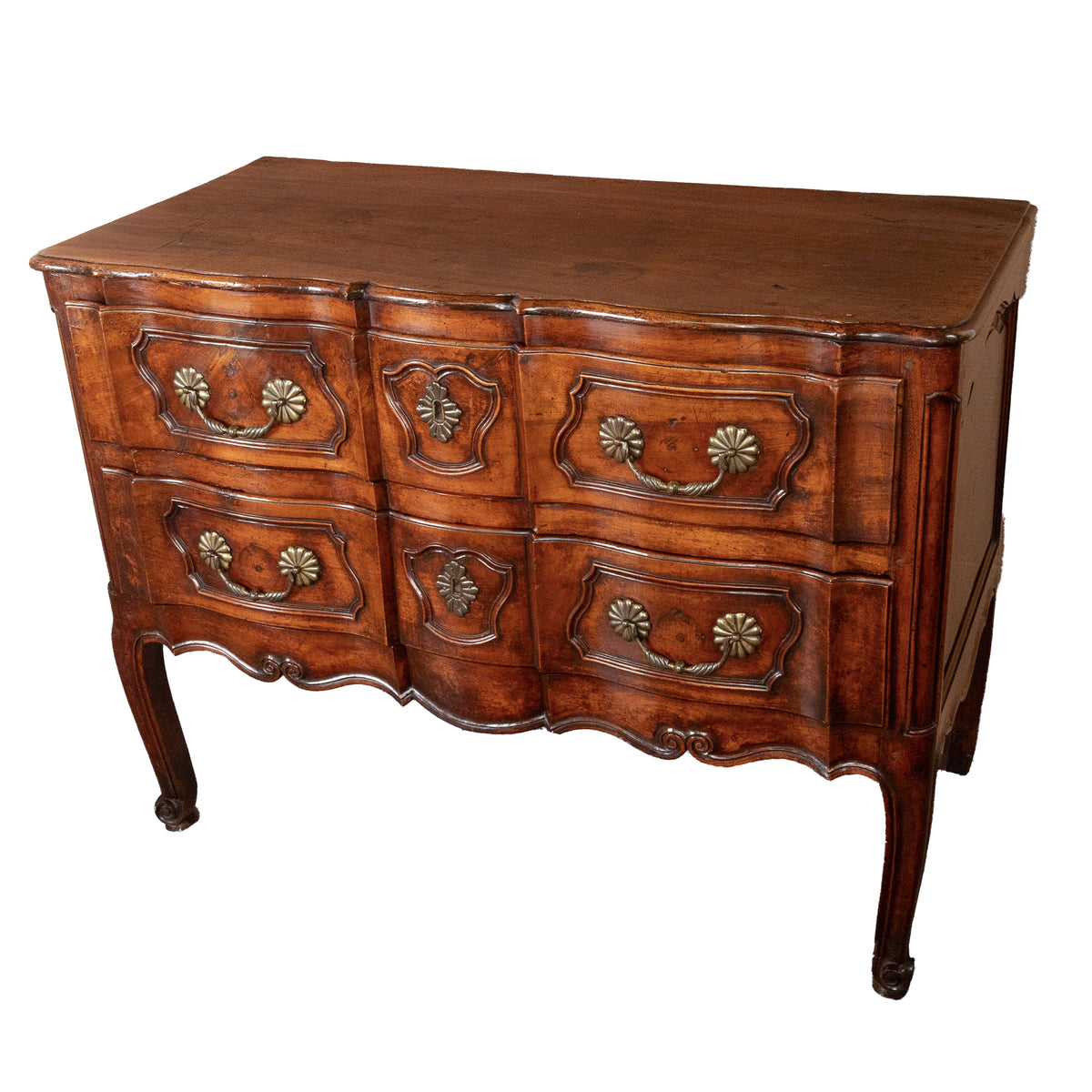 Antique 18th Century French Provincial Régence Carved Walnut Commode Chest 1760