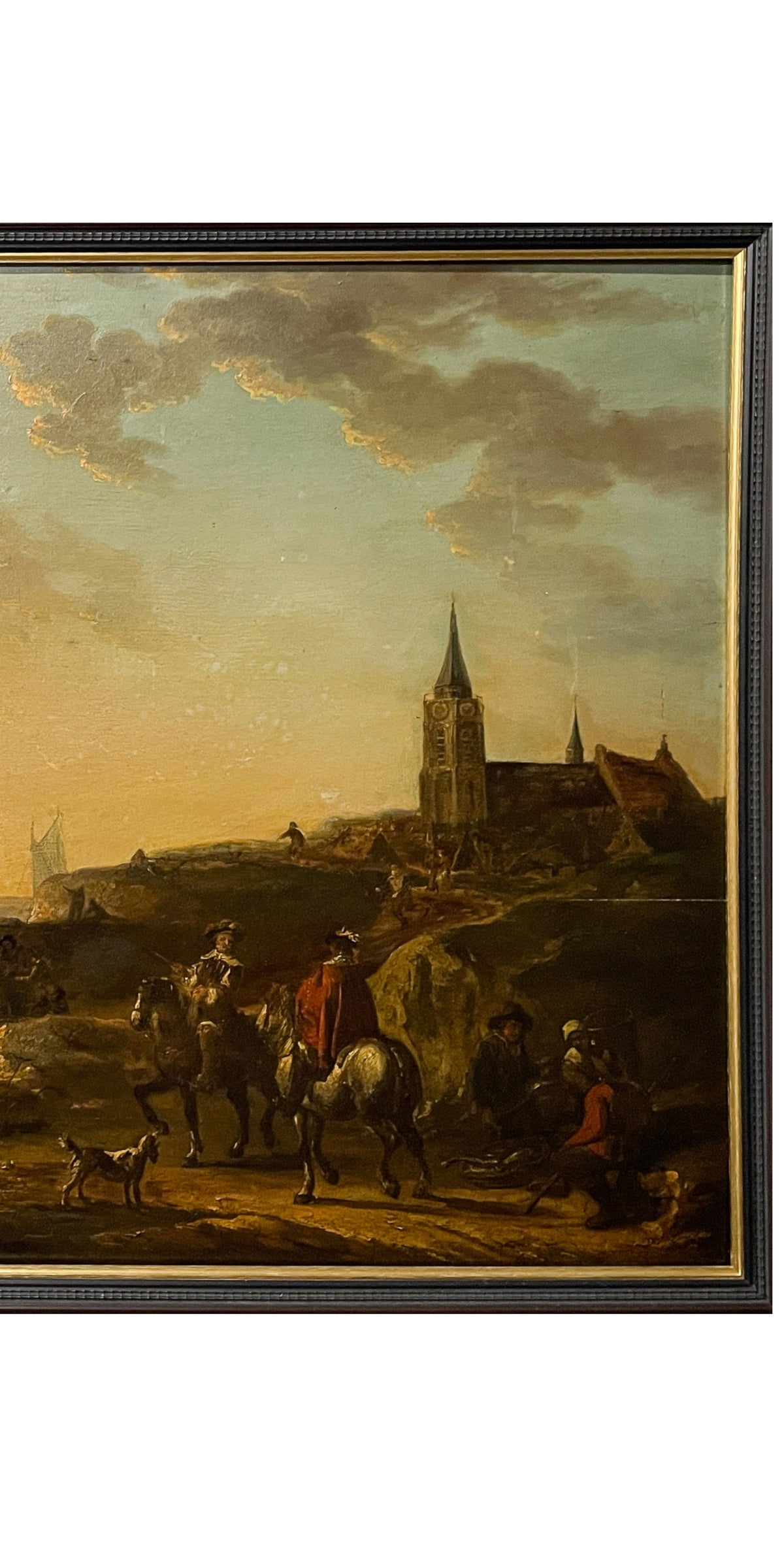 Antique 17th Century Large Dutch Old Master Oil on Panel Landscape Painting Jan Van Goyen 1650