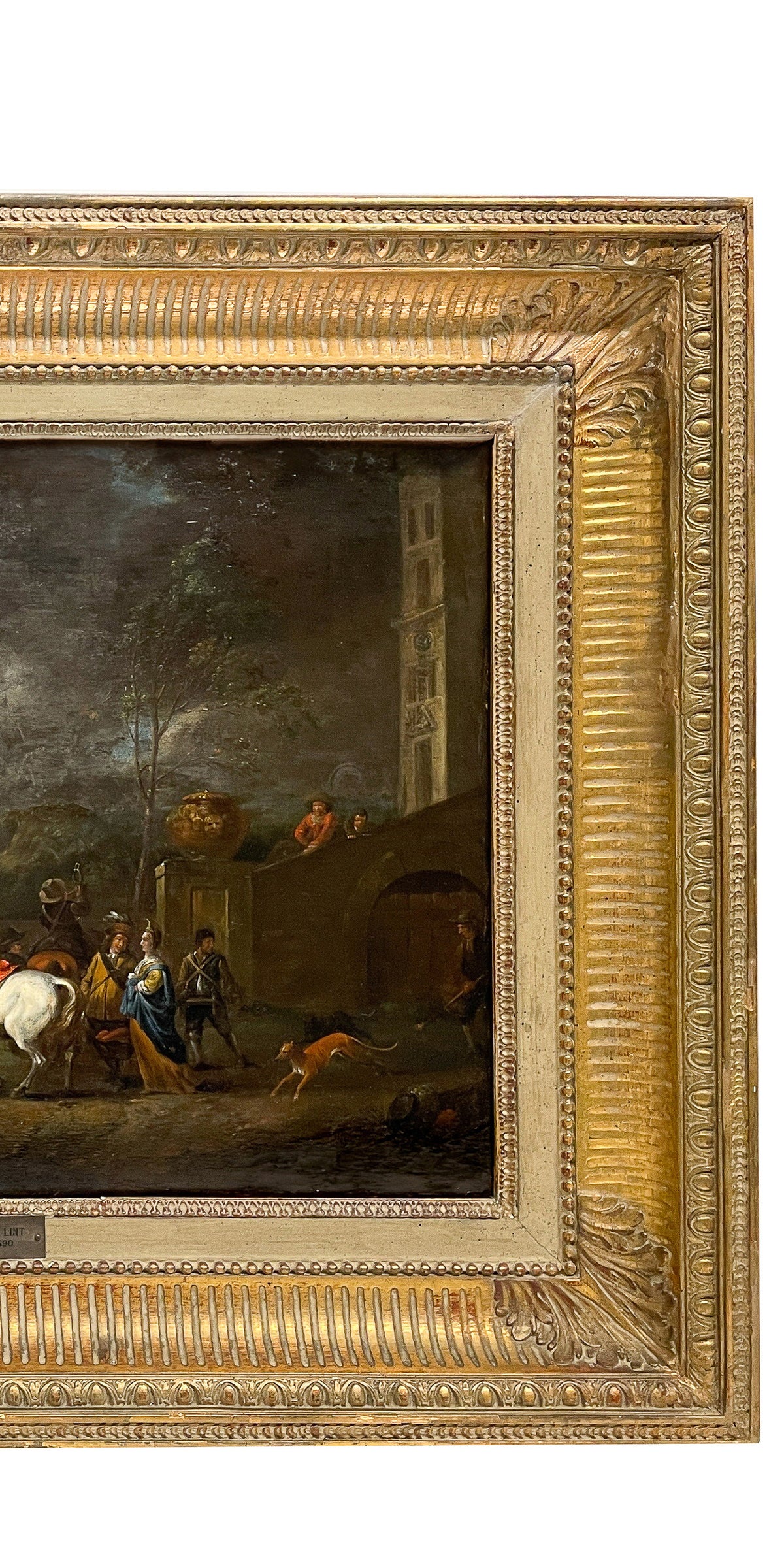 Flemish Early 17th Century Old Master Oil on Panel Painting Hunting Scene By by Peter Van Lint, 1620