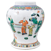 Antique 19th Century Chinese Qing Dynasty Famille Verte Porcelain Jar, Circa 1880