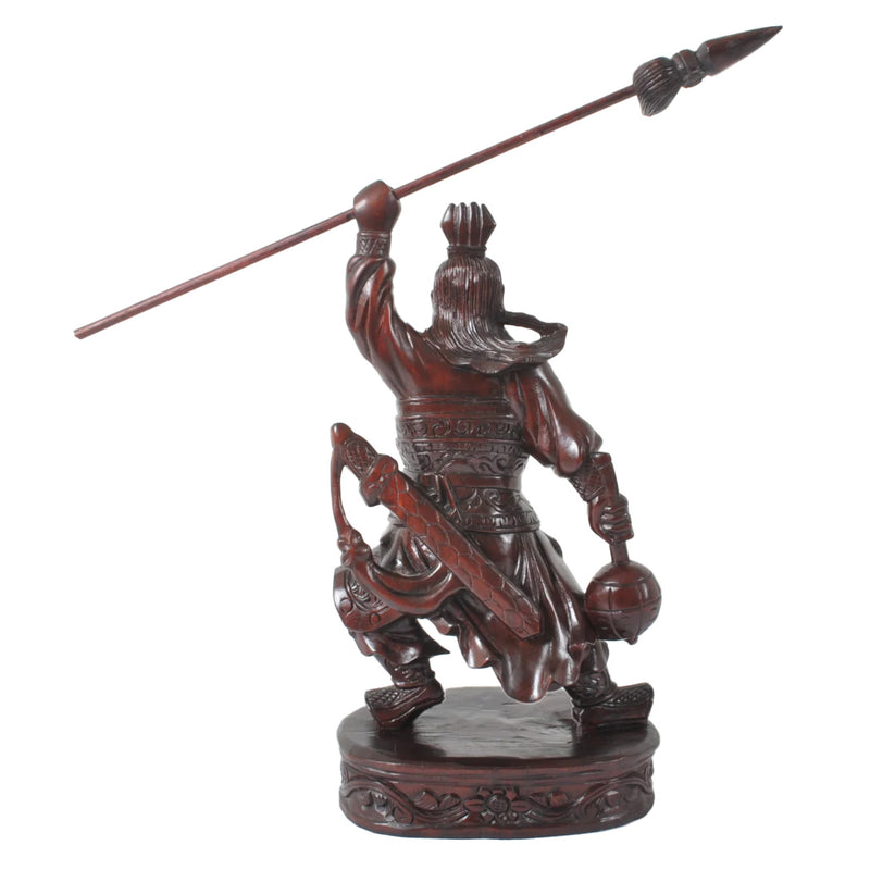 Antique Chinese Carved Wooden Warrior in Zeitan Wood, Circa 1850