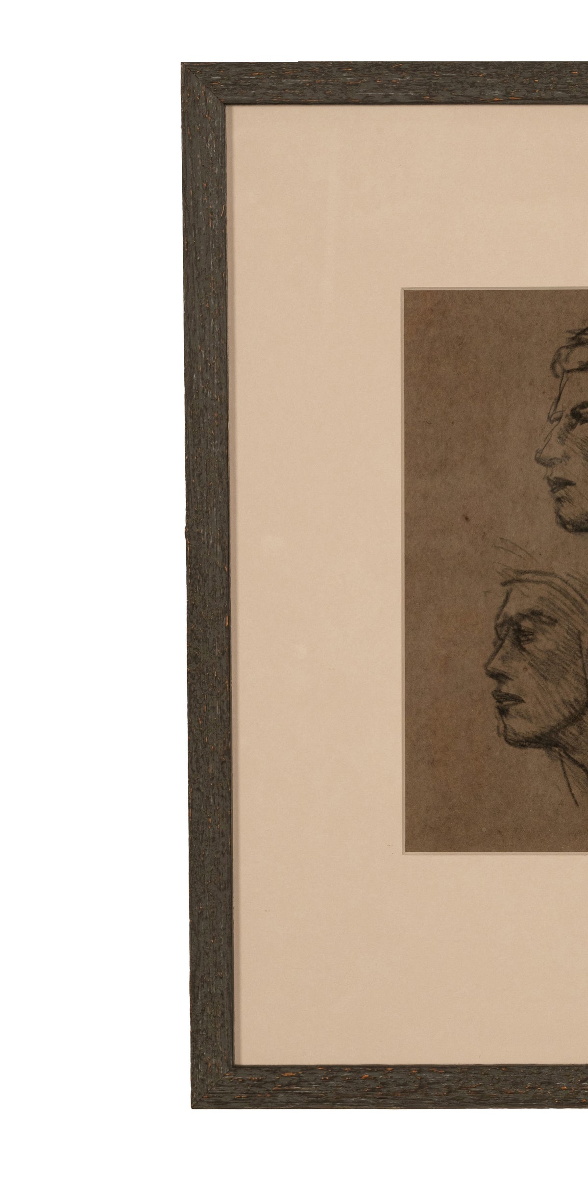 Antique English Impressionist Charcoal Pencil Drawing Portrait Study Two Heads by Sir George Clausen R.A. circa 1905