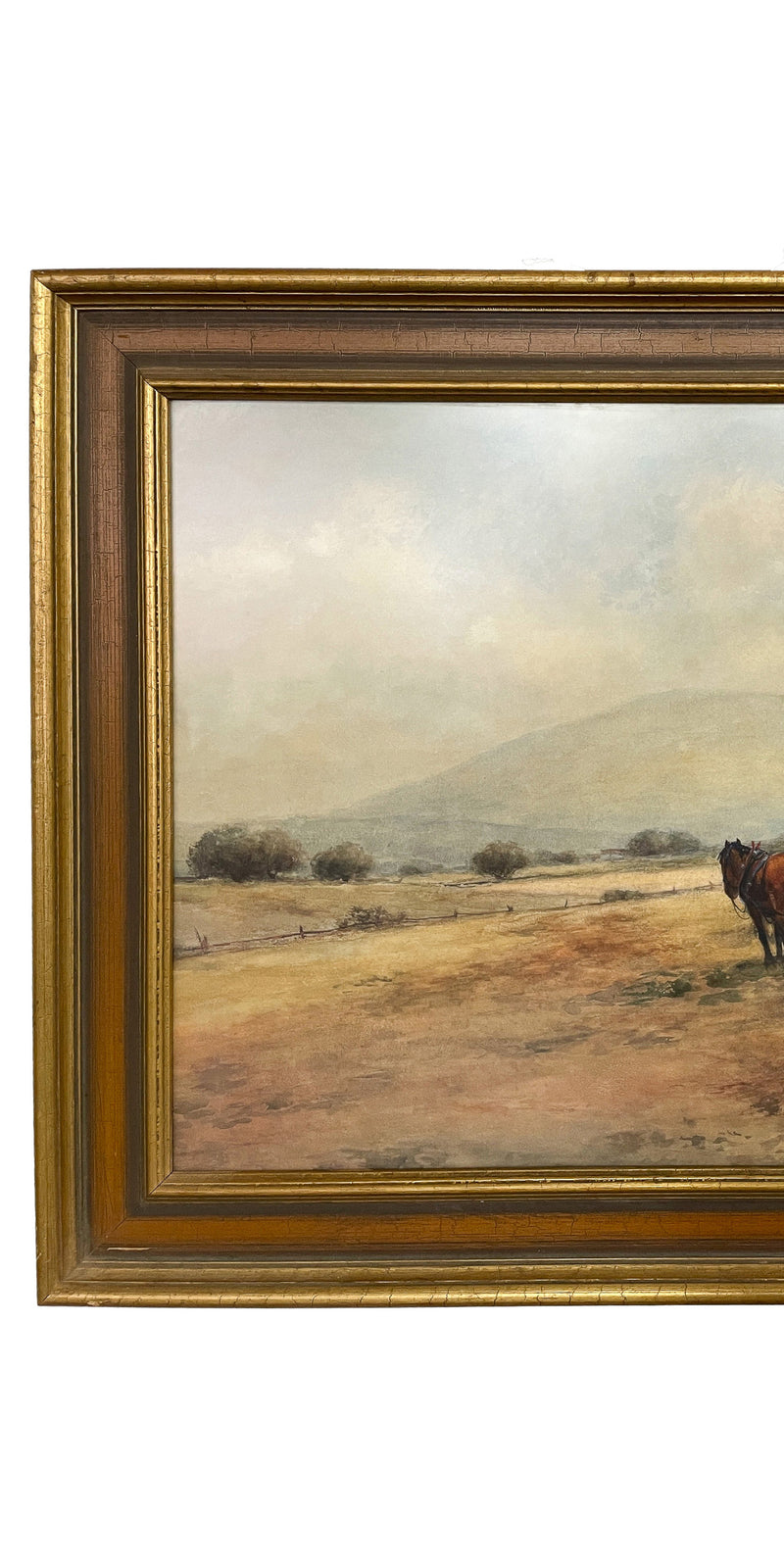 Antique American Watercolor Painting Bucks County Pennslyvania Horses Farm by Frank F. English 1910