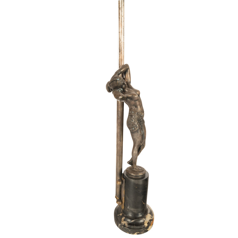 Antique French Art Deco Bronze Nude Female Dancer Statue Sculpture Lamp Demetre Chiparus 1925