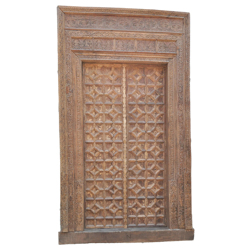 Painted Indian Door From Rajasthan - Mid 18thC Painted Indian Door From Rajasthan - Mid 18thC