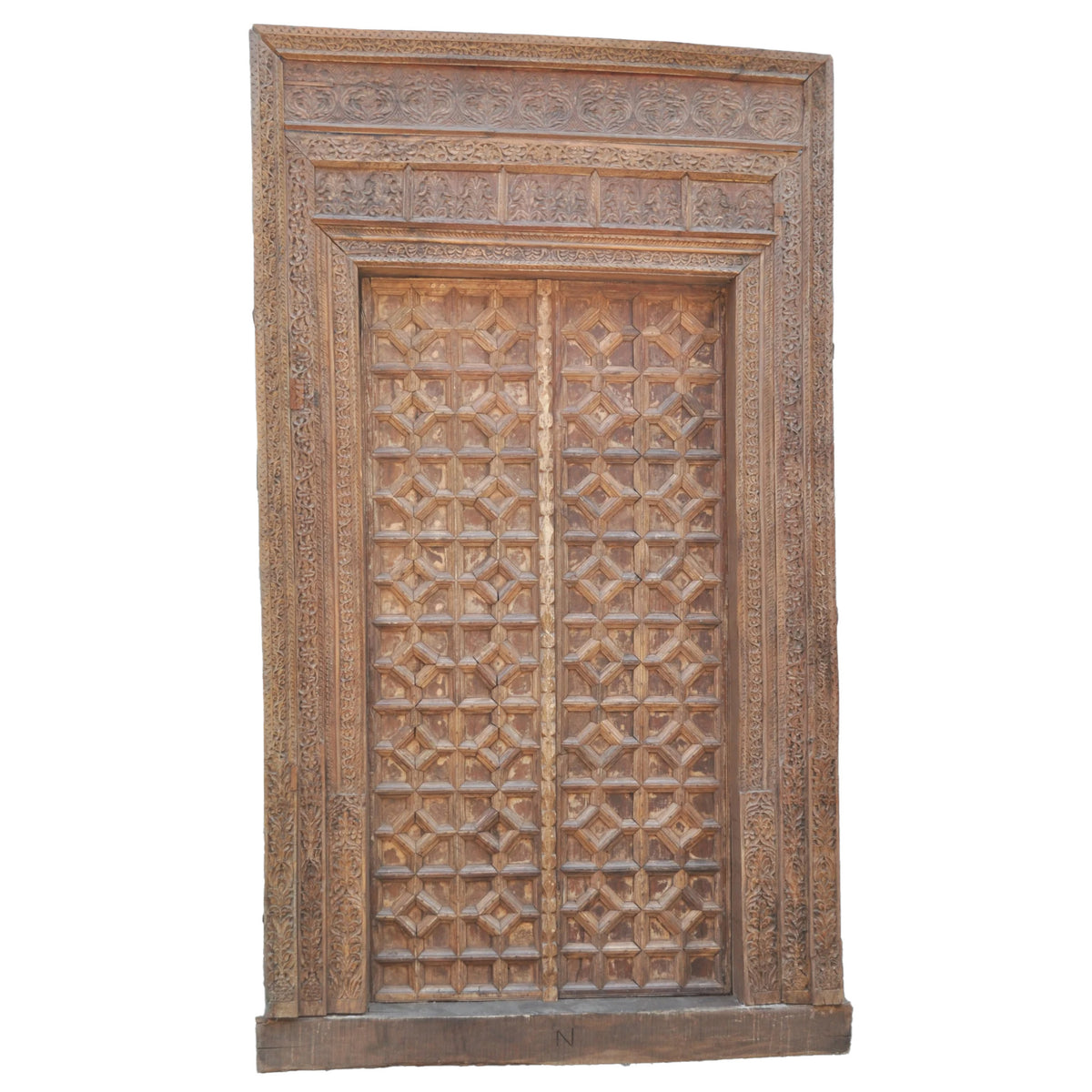 Antique 18th Century Indian Carved Doors & Frame Rajasthan 9.5' x 5.5' Circa 1750