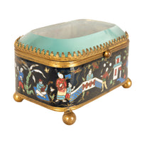 Antique French Gilt Brass Cloisonne Chinoiserie Champleve Jewelry Box Casket, 1880