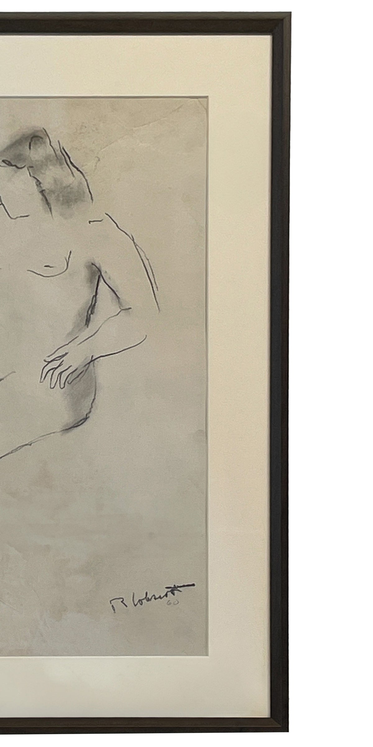 Original Signed & Dated Female Nude Drawing African American Expressionist by Robert Colescott, 1960