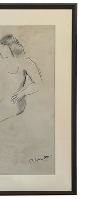 Original Signed & Dated Female Nude Drawing African American Expressionist by Robert Colescott, 1960