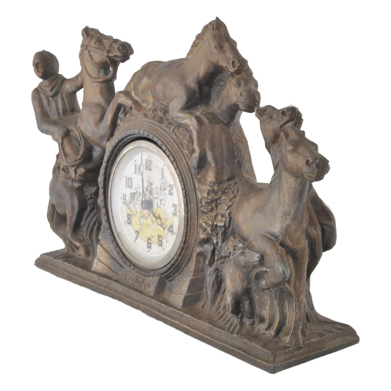 Antique American Novelty Rodeo Bronze Mantel Clock, circa 1900