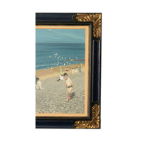 Irish Modernist Oil on Canvas Painting "Young Bathers" Children on the Beach  by Henry Robertson Craig