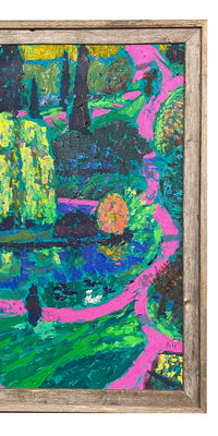 Large Expressionist Acrylic Canvas Painting "Laurelhurst Park" Portland Oregon, by Jack Mclarty 2003
