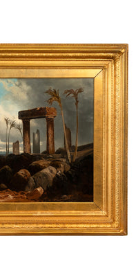 Antique 19th Century Large Oil on Canvas Painting Orientalist Palmyra Syria 1880 by Clarence Henry Roe