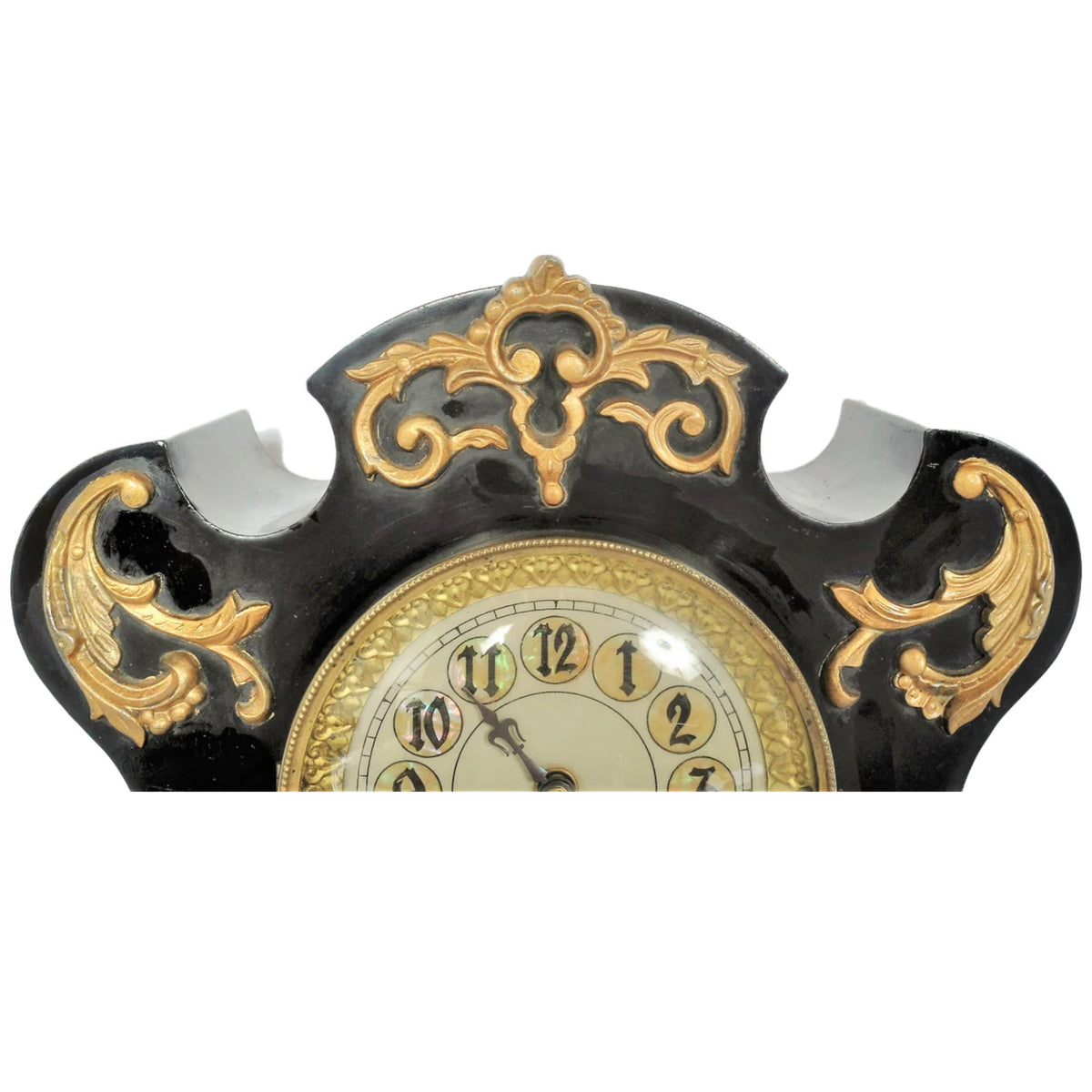 Antique Iron Case Mantel Clock by New Haven Clock Company