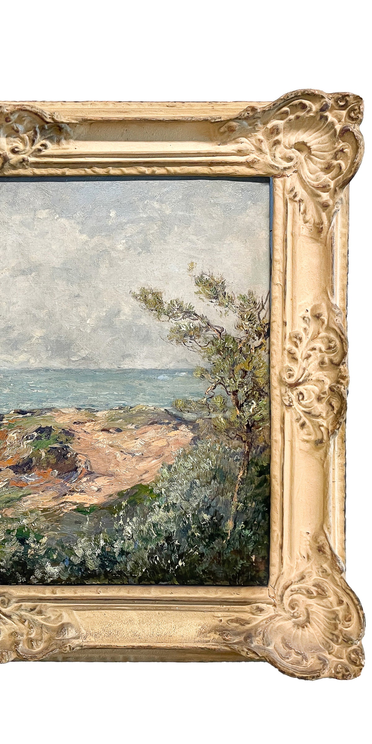 Antique French Impressionist Oil on Canvas Painting Sea Landscape Antibes France by William Georges Thornley 1888