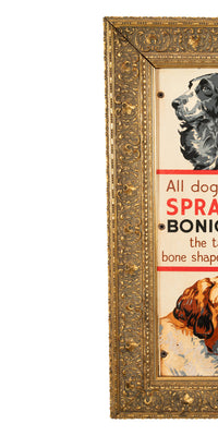 Antique Metal Enamel Advertising Sign Spratt's Bonio Per Food Dog Biscuits 1910