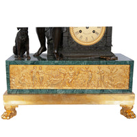 Antique French Empire Gilt Bronze & Marble Statue Clock of Homer by Ravrio 1810