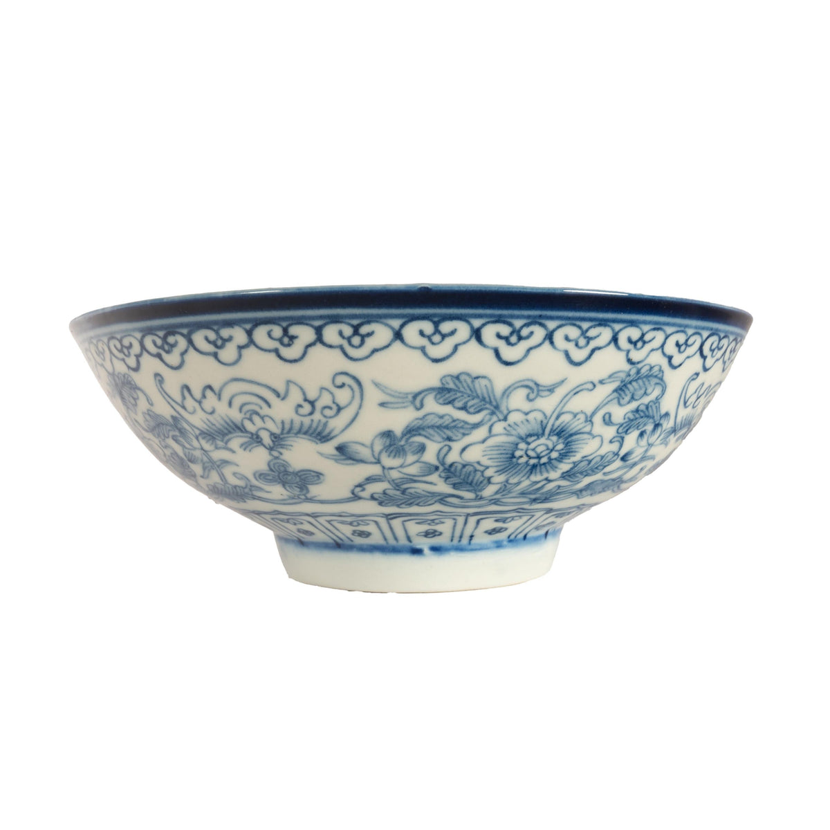 Antique Chinese 18thC Style Qianlong Qing Dynasty Blue White Porcelain Bowl 1880