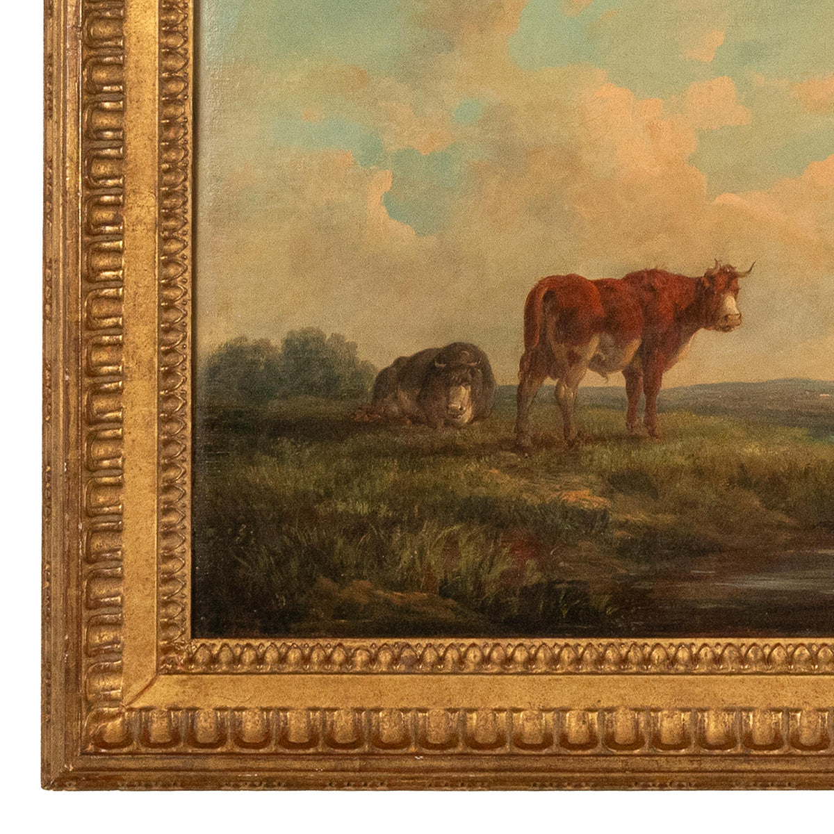 19th Century Oil Painting Pastoral Luminist Romantic Highland Cows Paris Ex-Christie's by Henry Milbourne, 1815