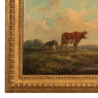 19th Century Oil Painting Pastoral Luminist Romantic Highland Cows Paris Ex-Christie's by Henry Milbourne, 1815