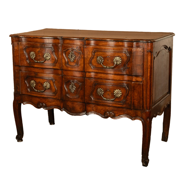 Antique 18th Century French Provincial Régence Carved Walnut Commode Chest 1760