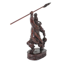 Antique Chinese Carved Wooden Warrior in Zeitan Wood, Circa 1850