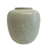 Antique American Art Deco Rookwood Pottery Cream Color Leaping Gazelle Vase 1934
