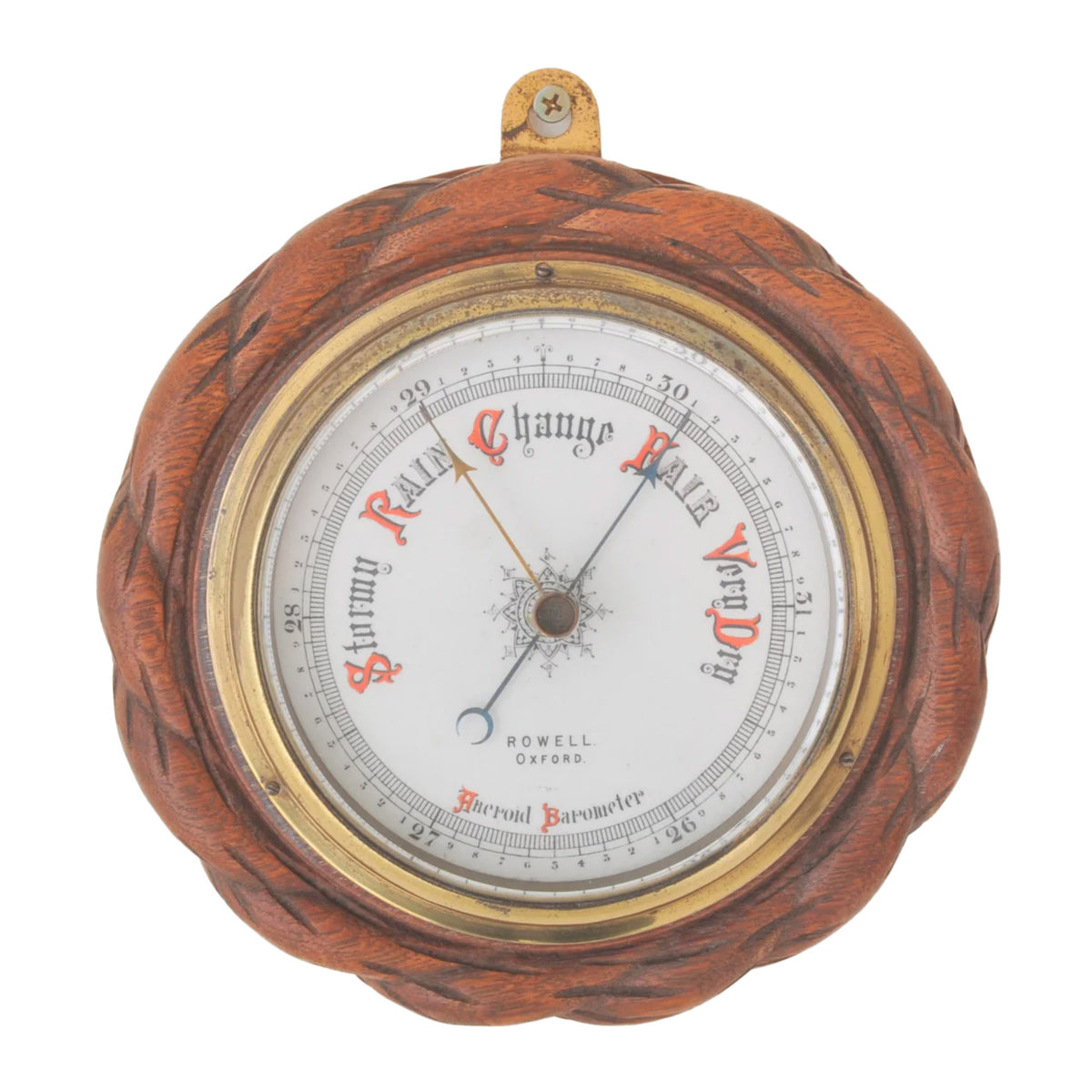 Antique English Oak Cased Aneroid Barometer, Circa 1900