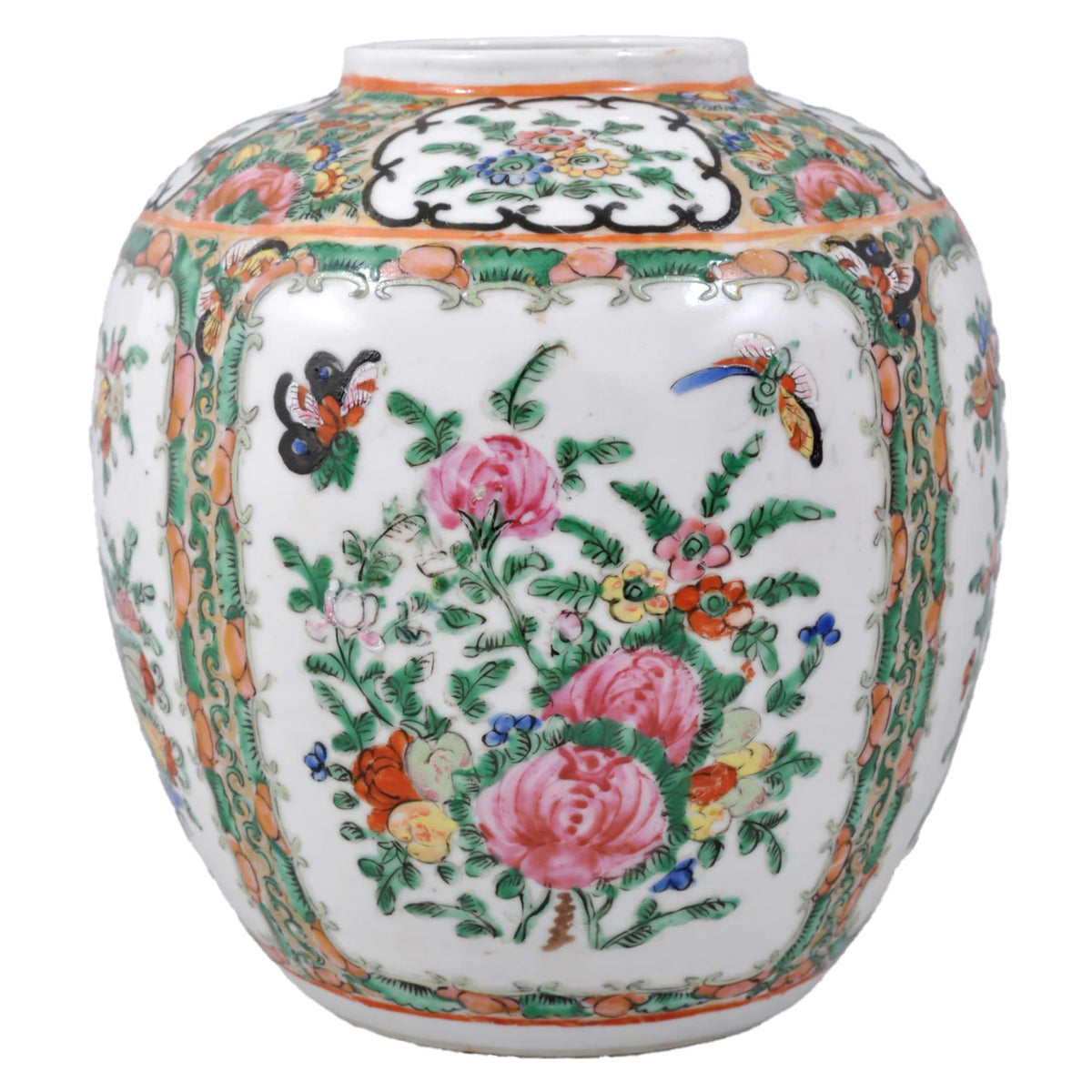 Antique 19th Century Chinese Famille Rose Porcelain Ginger Jar, Circa 1850