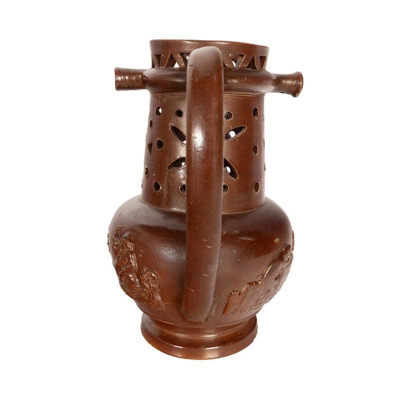 Antique English 18th Century English Brown Stoneware Puzzle Jug Nottingham 1706