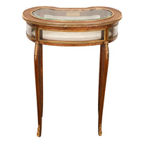 Antique 19thC French Louis XV Ormolu & Walnut Bijouterie Jewelry Table Vitrine, 1880